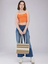 Caprese Checker Tote Medium Cream
