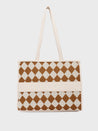 Caprese Checker Tote Medium Cream