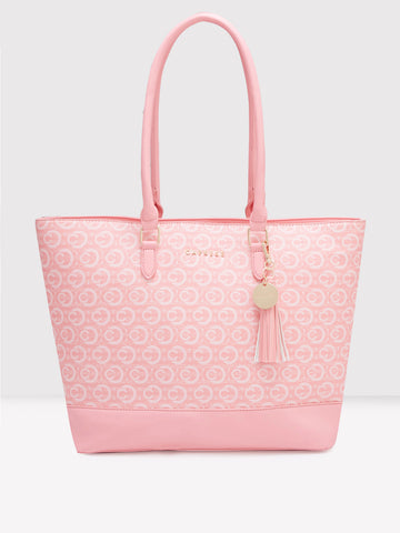 Caprese Cleo Large Light Pink Tote Laptop Bag