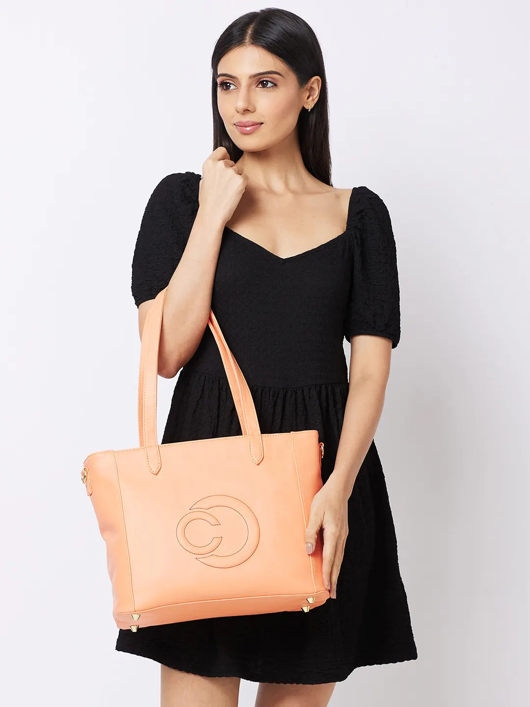 Buy Caprese Dora Large Coral Office Tote Bag @ 1159 | Caprese Bags