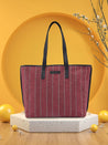 Caprese Evana Tote Medium Striped Women'S Handbag Pink