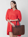Caprese Evana Tote Medium Striped Women'S Handbag Rust