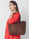 Caprese Evana Tote Medium Striped Women'S Handbag Rust