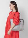 Caprese Evana Tote Medium Striped Women'S Handbag Silver