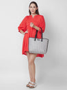 Caprese Evana Tote Medium Striped Women'S Handbag Silver