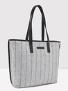 Caprese Evana Tote Medium Striped Women'S Handbag Silver