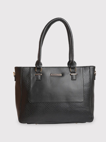 Caprese Fiona Large Black Office Tote Bag