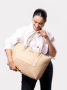 Caprese Fiona Laptop Tote Large Office Handbag Beige