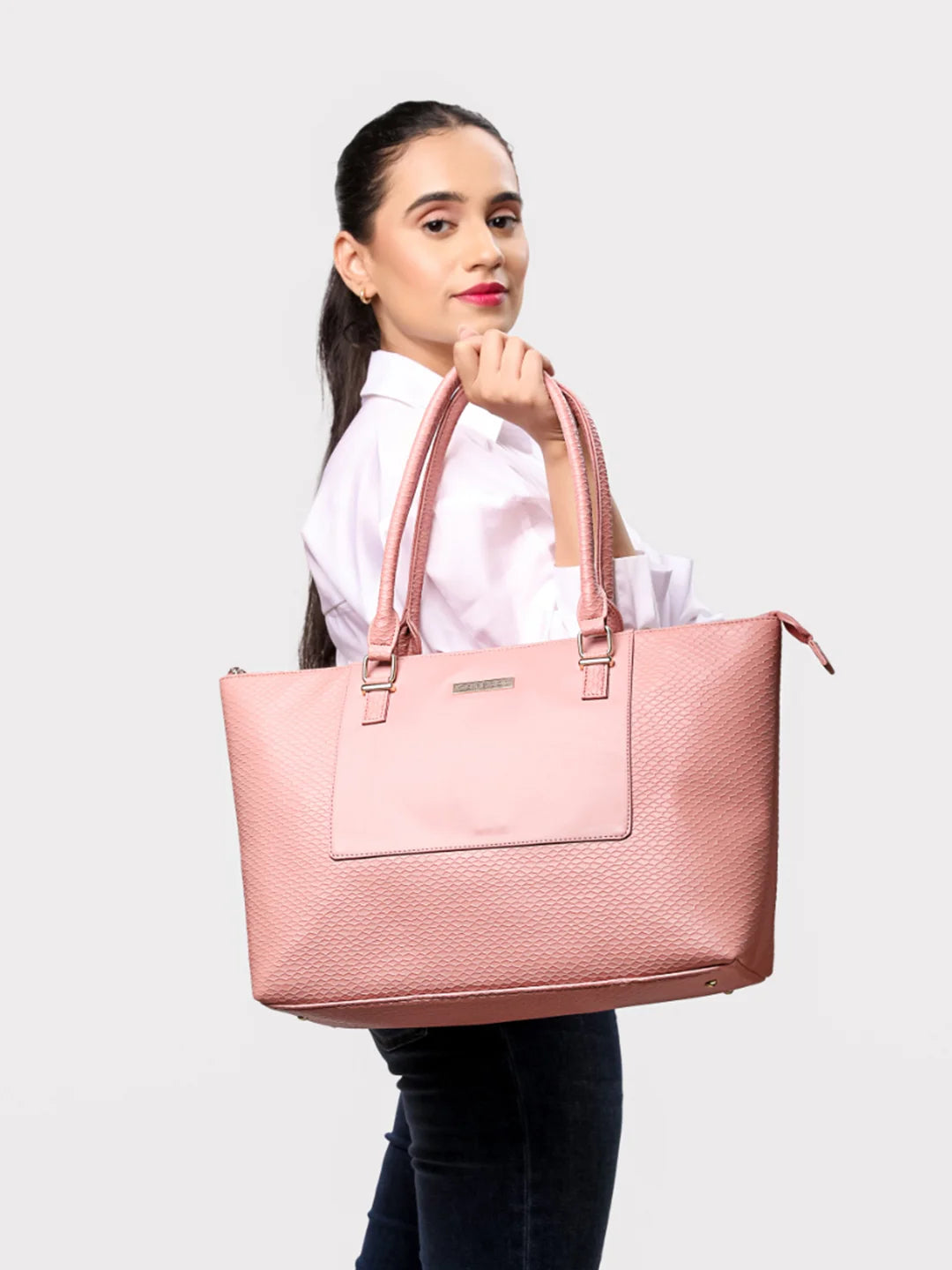 Caprese Fiona Laptop Tote Large Office Handbag Light Pink