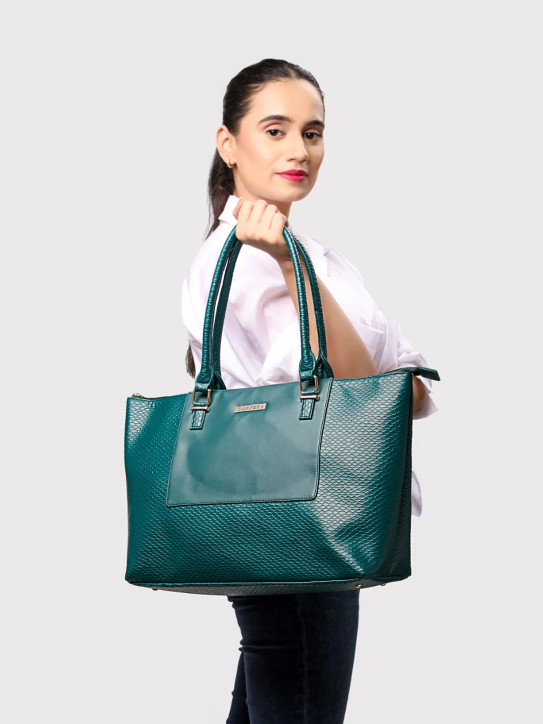 Buy Caprese Fiona Laptop Tote Large Office Handbag Teal Rs.1979 Caprese Bags