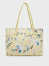Caprese Gemma Floral Printed Yellow Faux Leather Large Tote Handbag
