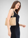 Caprese Georgia Tote Medium Self Design Womens Handbag Light Yellow