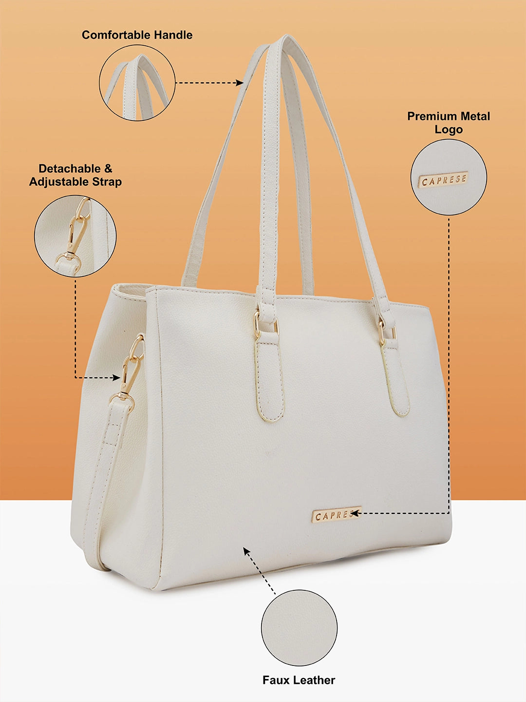 Buy Caprese Jolie Medium Off White Tote Bag Caprese Bags