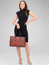Caprese Kaya Tote Large Printed Womens Handbag Red