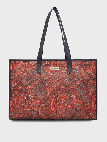 Caprese Kaya Large Printed Red Tote Bag
