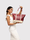 Caprese Lucca Tote Medium Solid Women'S Office Handbag Maroon
