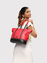 Caprese Lucca Tote Medium Solid Women'S Office Handbag Red
