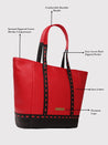 Caprese Lucca Tote Medium Solid Women'S Office Handbag Red
