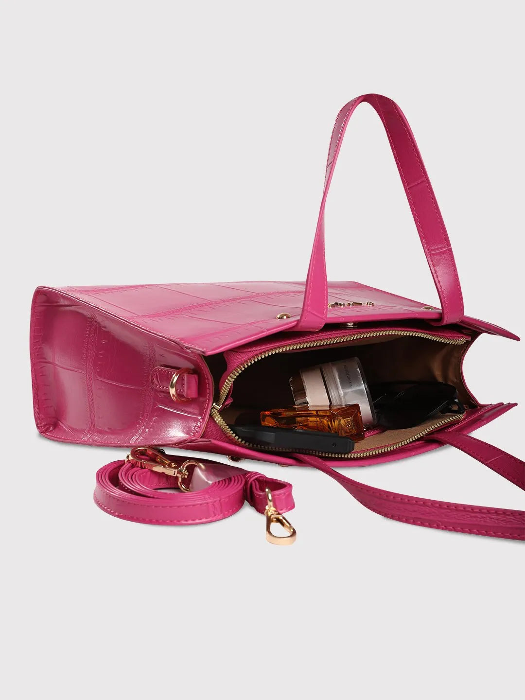 Buy Caprese Mink Small Croco Fuchsia Tote Bag Caprese Bags