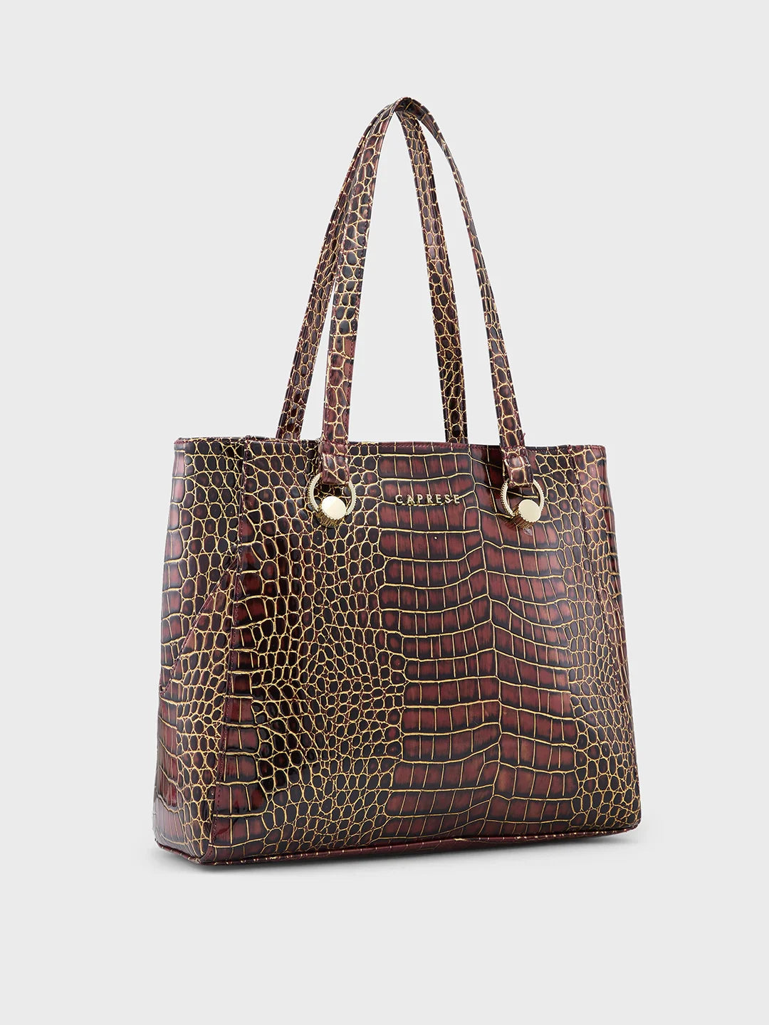 Caprese Miranda Large Croco Burgundy Tote Bag