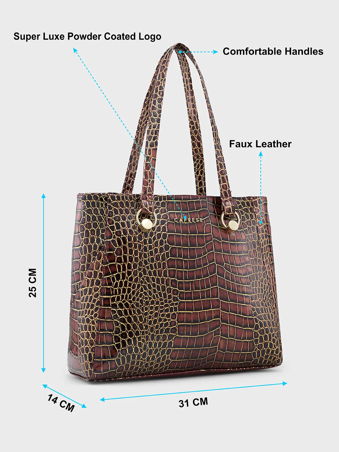Buy Caprese Miranda Large Croco Burgundy Tote Bag @ 1189 | Caprese