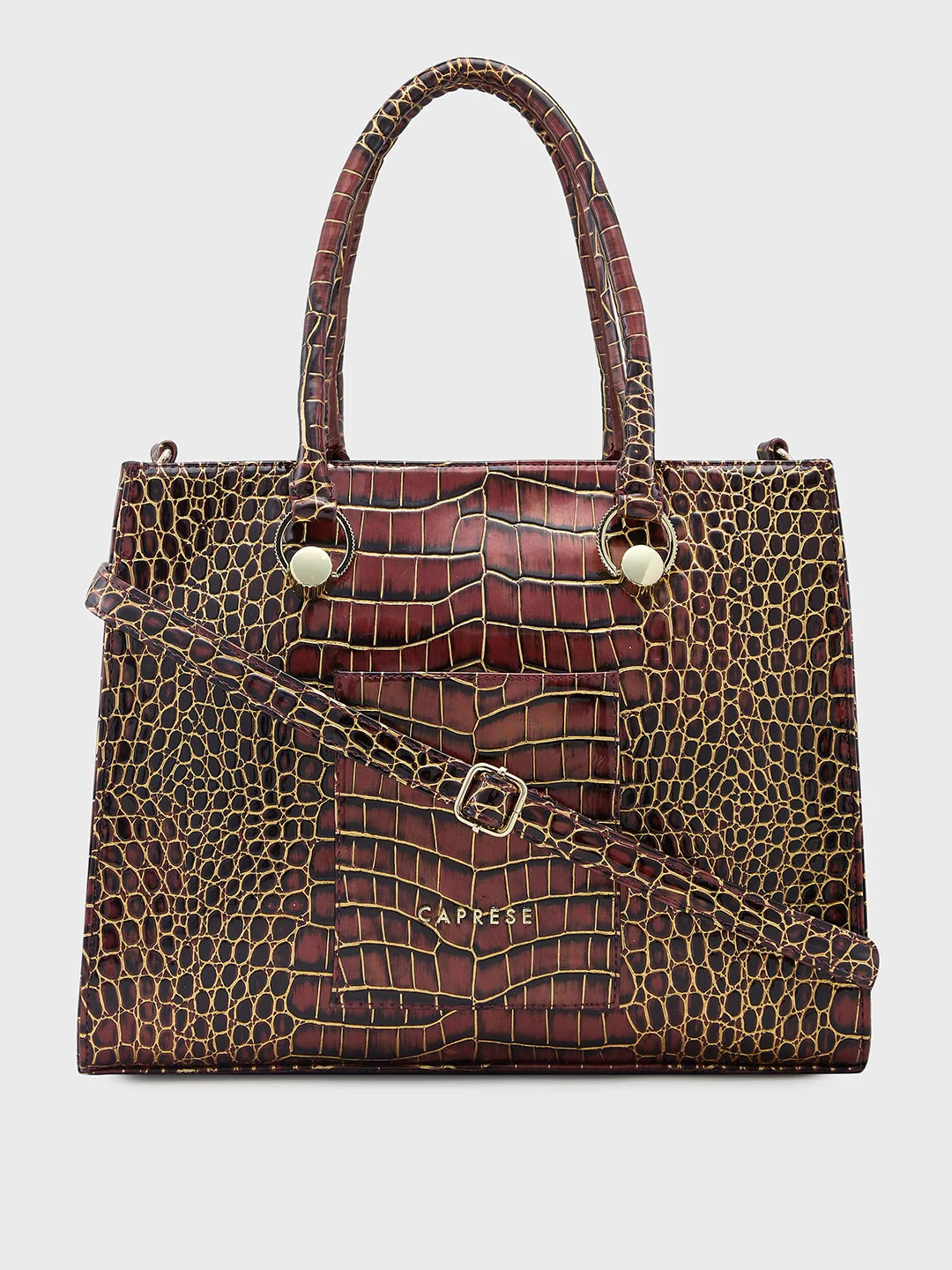 Buy Caprese Miranda Medium Croco Burgundy Tote Bag @ 1299