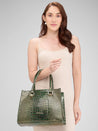 Caprese Miranda Tote Medium Croco Womens Office Handbag Green