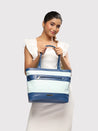 Caprese Marciano Tote Medium Striped Women'S Handbag Navy