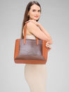 Caprese Rae Tote Medium Croco Womens Office Handbag Brown