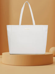 Caprese Rina Large White Laptop Tote Bag