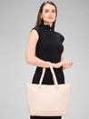 Caprese Roima Tote Large Self Design Women'S Office Handbag Beige