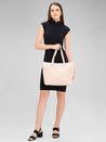 Caprese Roima Tote Large Self Design Women'S Office Handbag Beige