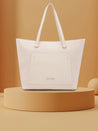 Caprese Roima Tote Large Self Design Women'S Office Handbag Beige