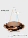 Caprese Roima Tote Large Self Design Women'S Office Handbag Beige