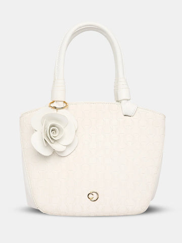 Caprese Rosa Medium White Tote Bag