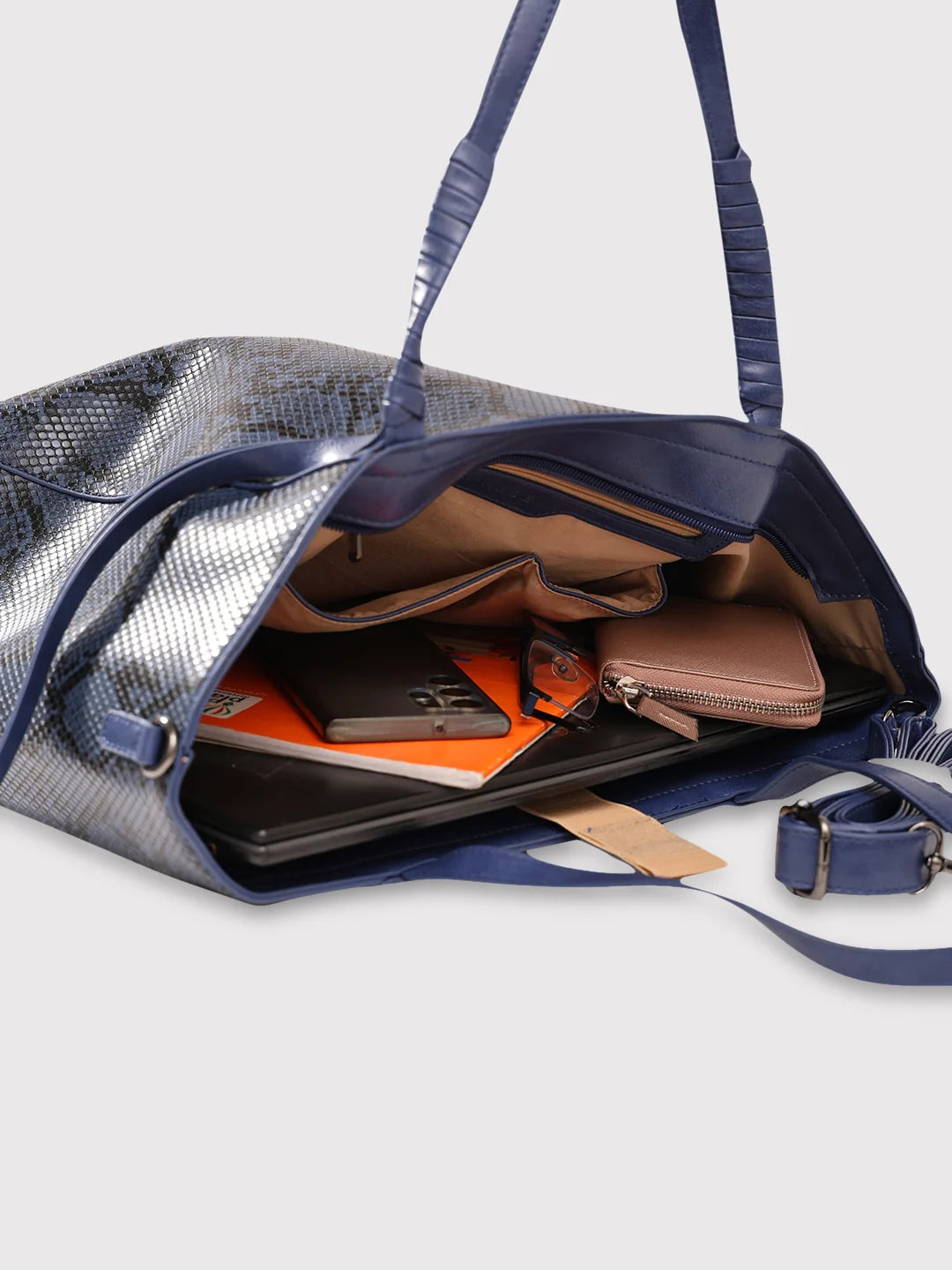 Buy Caprese Saylor Large Blue Laptop Tote @ 1259 | Caprese Bags