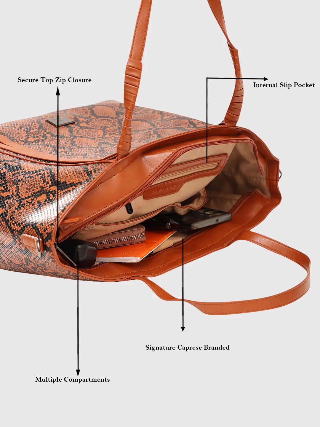 Caprese Saylor Large Tan Laptop Tote Bag