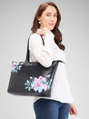 Caprese Shanaya Tote Large Printed Womens Office Handbag Black