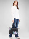 Caprese Shanaya Tote Large Printed Womens Office Handbag Black