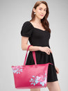 Caprese Shanaya Tote Large Printed Womens Office Handbag Burgundy