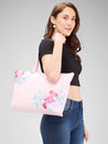 Caprese Shanaya Tote Large Printed Womens Office Handbag Pink