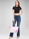 Caprese Shanaya Tote Large Printed Womens Office Handbag Pink