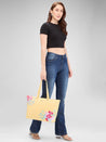 Caprese Shanaya Tote Large Printed Womens Office Handbag Yellow