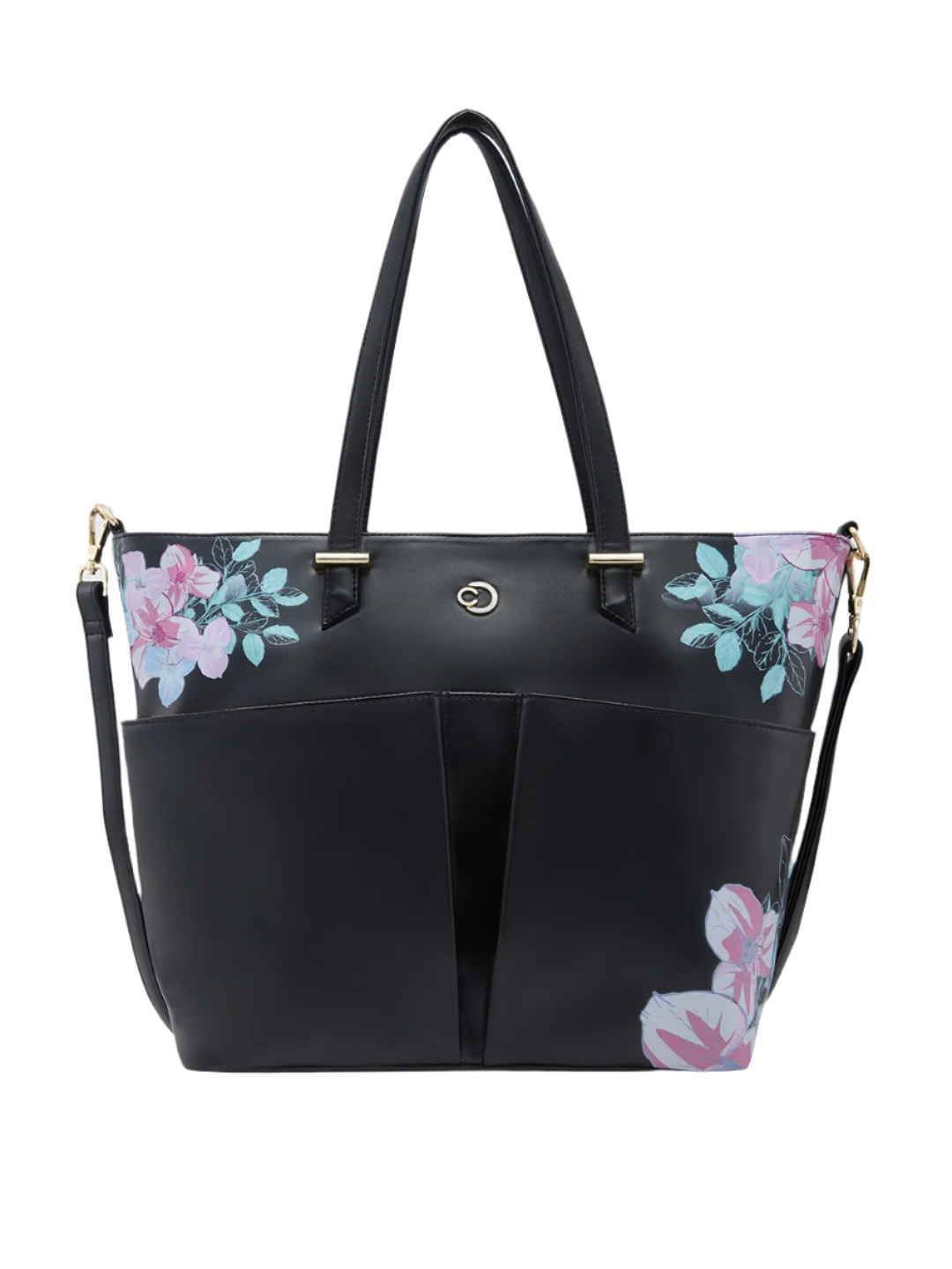 Caprese Shanaya Tote Medium Printed Womens Office Handbag Black