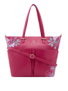 Caprese Shanaya Tote Medium Printed Womens Office Handbag Burgundy