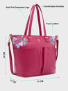 Caprese Shanaya Tote Medium Printed Womens Office Handbag Burgundy