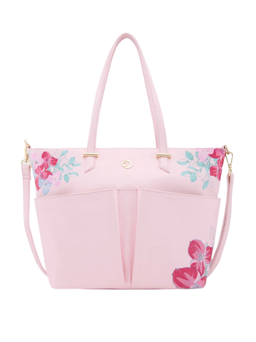 Caprese Shanaya Medium Printed Pink Tote Bag