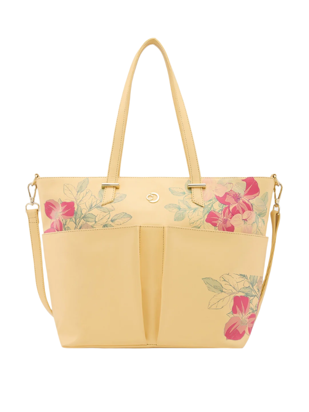 Caprese Shanaya Tote Medium Printed Womens Office Handbag Yellow