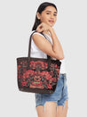 Caprese Tresna Embroidery Tote Handbag Brown