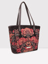 Caprese Tresna Embroidery Tote Handbag Brown